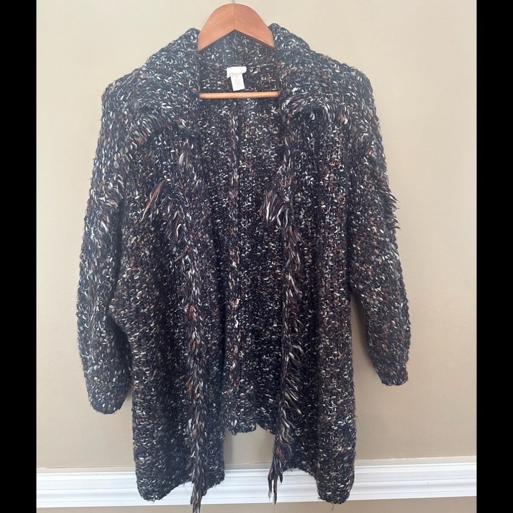 Chico's Fringe Cardigan Sweater Size 2